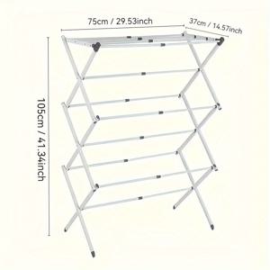 TEMU 실내외 사용 가능한 접이식 금속 건조대, 확장 가능한 수납 선반 - 공간 절약 디자인, 조립 용이, 내구성 있는 걸이형 정리대, 건조대|빨래건조대