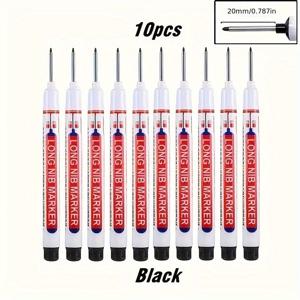 TEMU 10개 팩 롱 닙 마커 펜, 딥 홀, 확장 팁 오일 기반 설치 마커, 내구성 있는 PPSU 플라스틱, 목공, 타일, 욕실 및 주택 개선을 위한 다중 표면 마킹 - 전기 불필요