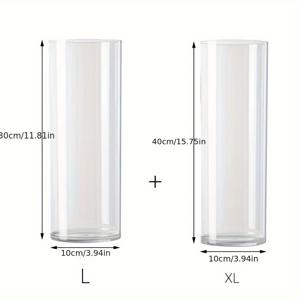 TEMU 2개, 아크릴 실린더 꽃병, 투명 수경 식물 용기, 가정 거실을 위한 우아한 장식