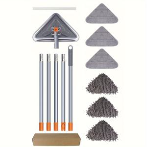 TEMU 25-85 인치 조절 가능한 길이의 삼각형 모ップ, 360도 회전 확장 세트 포함, 벽, 천장, 창문, 바닥판 및 천장 청소에 적합 - 사용하기 쉬운 긴 손잡이가 있는 효율적인 청소 솔루션