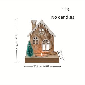 TEMU 클래식 우드 크리스마스 캔들 홀더 - 캔들 포함되지 않음 - 축제 휴일 장식 - 다양한 방 유형에 적합 - 크리스마스에 완벽