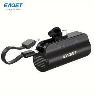 TEMU EAGET 5000mAh 캡슐 파워 셀 휴대폰 충전기 미니 파워 뱅크, 듀얼 USB-C 포트가 있는 휴대용 충전기, iPhone /15 pro/15 pro Max/Android 휴대폰/Samsung/Moto/LG 등에 적합합니다. (블랙, 화이트)|보조배터리