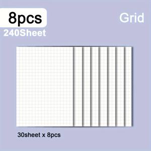 TEMU 8개/5개, 라인과 그리드 스티키 노트, 스스로 접착되는 메모 패드, 강력한 접착 스티커, 대학 룰드 화이트 종이, 책당 30장, 사무실, 집, 학교 메모 패드에 쉽게 붙일 수 있음