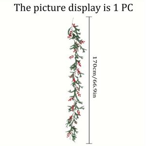 TEMU 크리스마스 가랜드, 빨간 열매와 소나무 콘 포함 - 170cm/66.9in 플라스틱 녹지 스웩, 휴일 장식용, 크리스마스, 할로윈, 하누카, 새해에 다재다능 - 전기 또는 깃털 필요 없음