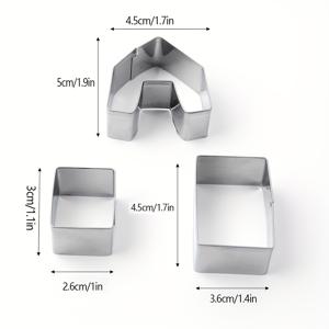 TEMU 3개 세트 스테인리스 스틸 크리스마스 하우스 쿠키 & 케이크 몰드 - 3D 미니어처 베이킹 도구, 크리스마스, 할로윈, 추수감사절에 완벽