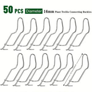 TEMU 50개 아연 도금 철 정원 트렐리스 클립 - 덩굴, 토마토, 오이 등에 사용하는 11mm 지지 버클 - 내구성 있고 녹슬지 않는 식물 스테이크 커넥터