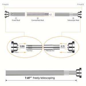 TEMU LOMILD 장력 막대 - 무거운 작업 가능한 17.7~98.4인치 금속 커튼 막대, 드릴 필요 없음, 녹 방지, 욕실, 창문, 옷장용, 고무 패드 포함 - 가정 및 RV용 스테인레스 스틸 막대 1개.|커튼봉