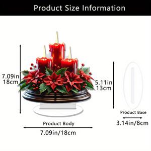 TEMU 글램 스타일 아크릴 크리스마스 센터피스 장식 - 1개, 빨간색 양초 & 포인세티아 탁상 장식, 집, 사무실, 커피숍, 침실, 거실, 실내 실외 미술 장식, 친구를 위한 선물