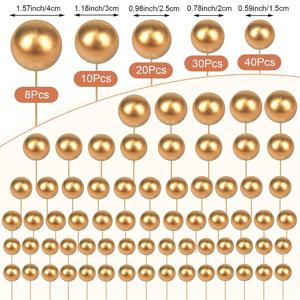 TEMU 108pcs, 미니 풍선 케이크 토퍼 폼 볼 케이크 장식 풍선 케이크 토퍼 공 모양의 케이크 토퍼 생일 파티 베이비 샤워 장식, 5 사이즈 (골든)