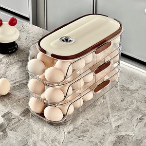 TEMU Plastic Egg Holder Organizer with Timer, Set of 1, Slide-Down Rolling Egg Dispenser, Drawer-Type Egg Storage Rack for Refrigerator Door, Kitchen Egg Container