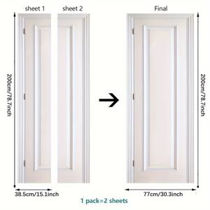 TEMU 쉬운 적용 흰색 목재 문 데칼 - 현대적 스타일, 매트 마감, 공간 개선을 위한 다중 표면 접착제