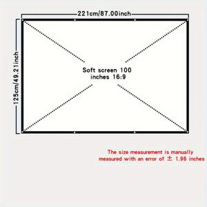 TEMU 고해상도 프로젝터 스크린 16:9 - 폴리에스테르 고정 홈 시어터 프로젝션 스크린 2024년형 - 72