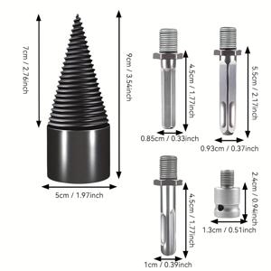 TEMU 1개 장작 분할 도구 - 내구성 있는 무광 강철, 내마모성, 조립 불필요, 가정 및 농촌용, 대형 사이즈, 전기 해머 임팩트 드릴 호환, 절단 도구, 목재 분할에 이상적