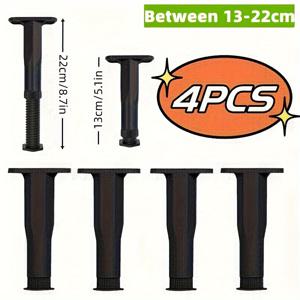 TEMU 조절 가능한 고성능 침대 프레임 지지대 - 4개 세트, 내구성 있는 플라스틱 가구 다리 - 침대, 소파, 옷장에 다기능 - 향상된 그립감, 광택 처리된 금속 마감