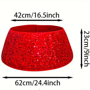 TEMU 1개 반짝이는 시퀸 크리스마스 트리 스커트 - 축제 홈 데코용 레드 & 화이트 나선형 롤리팝 디자인, 휴일 파티 및 새해 축하에 완벽함