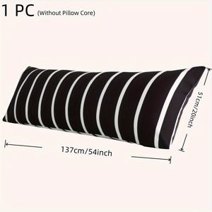 TEMU 양면 검정 & 흰색 줄무늬 긴 베개 커버 - 부드러운 브러시 폴리에스터, 봉투형 클로저, 세탁기 사용 가능 - 침실 & 거실 장식에 완벽