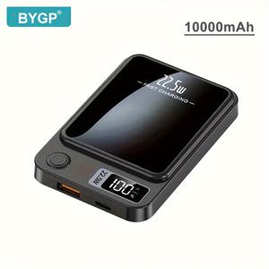 TEMU 1pc BYGP 10000mAh 무선 충전기, 초박형 대용량 고속 충전기, 자석 디자인, USB Type-C, 범용 호환성, 충전식 리튬 폴리머 배터리, 휴대용 및 소형, 긴 배터리 수명, 안전 및 신뢰성|보조배터리|보조배터리20000