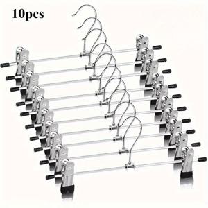 TEMU 5/10개 조절 가능한 클립 바지 걸이, 미끄럼 방지 바지 걸이, 내구성 있는 금속 옷걸이, 스커트 및 청바지 재킷용 회전 후크 바지 걸이|바지걸이