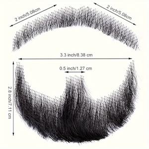 TEMU 수제 풀 비어드 세트, 진짜 머리카락 가짜 콧수염, 솔기 없는 눈썹, 鬢모, 우아한 스타일, 남성용 화장품 액세서리, 의상 및 영화 소품용 모발|소품샵