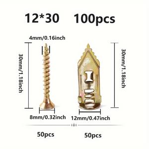 TEMU 100개 셀프 드릴링 건식 벽 앵커 볼트와 나사, Ahier 50개 금속 셀프 드릴링 앵커 볼트 및 50개 나사 세트, 벽에 구멍을 뚫거나 펀치할 필요 없이 TV, 선반, 캐비닛, 커튼, 서예를 고정할 수 있습니다