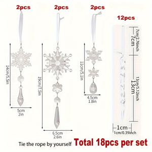 TEMU 18개 우아한 아크릴 눈꽃 & 얼음꽃 장식 - 할로윈, 새해 등을 위한 투명 크리스마스 트리 장식 - 배터리 필요 없음