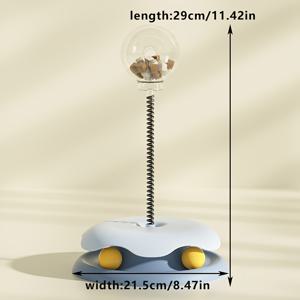 TEMU 스프링 장착 간식 디스펜서가 있는 인터랙티브 고양이 장난감 - 내구성 있는 플라스틱, 배터리 불필요, 실내 고양이를 위한 매력적인 놀이