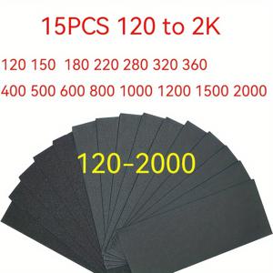 TEMU 120 ~ 20k 고급 샌드페이퍼 구색 목재 샌딩 금속 연마 시트, 15pcs 9.1 X 3.6 인치, H-YA, 15pcs 120 ~ 20000 용 핑거 코트가있는 습식 건식 샌드 페이퍼 버라이어티 팩