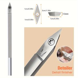 TEMU 목재 회전 공구용 1개의 카바이드 공구 날 세트, 1개의 공구 홀더와 1개의 날 포함 11mm 정사각형, 12mm 원형, 30 X 10mm 다이아몬드 팁 (실버)