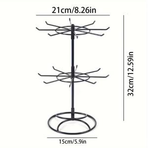 TEMU 1개의 철예술 2단 16개 발톱 회전 비즈 정리함, 360° DIY 쥬얼리 전시대, 목걸이, 팔찌, 반지, 대용량, 열쇠 & 안경 홀더, 집 현관 장식, 전원 필요 없음, 독립형 디자인, 쥬얼리 제작 전시 & 포장 용품, 비즈 장식 & 쥬얼리 제작