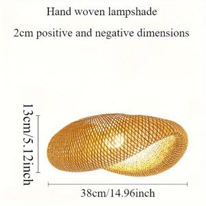 TEMU 아티산 엮은 대나무 펜던트 램프 갓 - 카페, 레스토랑, 거실 장식용 - 아르 데코 영감, 비전기, 금속 없는 고유한 모양의 조명기구