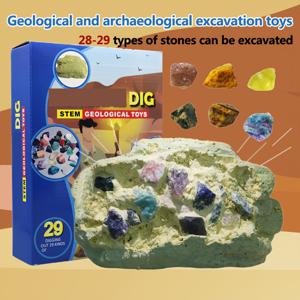 TEMU 지리학적 보석 광석 디거 키트로 28-29개의 천연 보석 발굴 - 실제 보석 및 , 화산 미네랄 - 지질학 및 고고학 과학 키트 - 할로윈, 크리스마스 및 추수감사절 선물