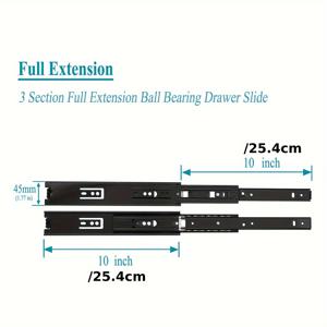 TEMU 서랍 슬라이드 2개, 사이드 마운트 볼 베어링 서랍 슬라이드, 3단 전체 개방형 100파운드 수용량