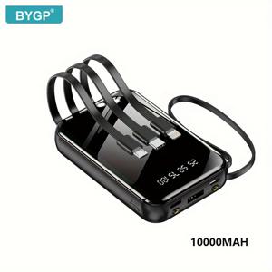 TEMU USB Type-C 커넥터, 범용 충전기, USB 충전, LED 디스플레이, 손전등, iPhone/Android 장치용 충전식 리튬 폴리머 배터리를 갖춘 BYGP 10000mAh 휴대용 전원 은행 - 비상 백업 배터리 팩|보조배터리|보조배터리20000