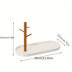 TEMU 1개의 현대적인 나무 장식 트레이와 3단 구성품 스탠드 - 다용도 현관 트레이 (열쇠, 반지, 보석 보관용)