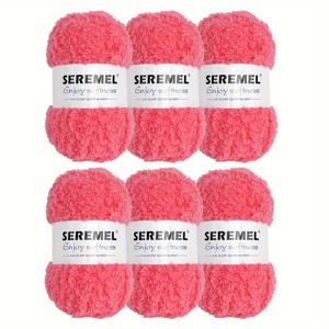 TEMU Seremel 6개 세트 소프트 코랄 플리스 원사, 총 300g - 스카프, 스웨터, 담요 등 DIY 뜨개질 & 크로셰 프로젝트에 이상적 - 다양한 색상 제공 (오렌지/그레이/화이트/퍼플/레드/그린/누드/블루/틸/옐로우/블랙), 각 50g|뜨개실