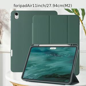 TEMU TPU 하이브리드 케이스 iPad Air 6 (11인치, 2024) - 조절 가능한 스탠드, 자동 잠금/깨우기, 킥스탠드 기능, 펜 보관 슬롯, 벌집 냉각 설계, 스마트 절전, iPad Air 11 M2와 호환되는 삼중 접이식 보호 커버|아이패드파우치