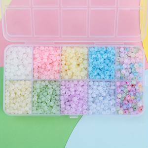 TEMU 1000개 고양이 눈 유리 비즈 세트, 4mm 아이스 마감 10가지 색상 - 팔찌 및 공예용 DIY 주얼리 만들기 키트