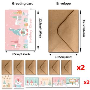 TEMU 24개의 크리스마스 인사 카드와 봉투 세트 - 축제적인 휴일 감사, 축하, 새해, 봄 축제 카드, 계절적인 축제를 위한 난쟁이 캐릭터가 특징인 카드