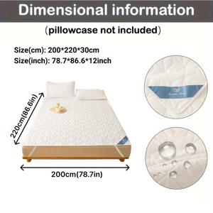 TEMU 1pc 방수 퀼트 매트리스 보호대(베개 커버 제외), 침대 커버용 신축성 있는 스트랩이 있는 통기성 매트리스 패드, 올 시즌용 미끄럼 방지 매트리스 토퍼, Eid al-Adha|매트리스커버
