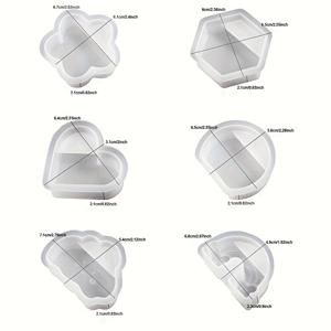 TEMU 사무실 데스크 비즈니스 카드 홀더 노트 홀더 장식용으로 다양한 모양의 사랑, 하트, 구름, 무지개, 꽃, 육각형, 반원을 만들 수 있는 실리콘 성형기 6개 세트