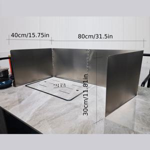 TEMU 스테인리스 스틸 주방 오일 스플래터 가드, 31.5x15.75 인치, 두꺼운 내열성 연기 차단막, 가스 스토브 및 레인지 후드용, 전문 주방 도구