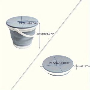 TEMU 1개, 뚜껑이 있는 접이식 양동이, 휴대용 물 양동이, 접이식 세차 양동이, 야외 캠핑 낚시 여행 물 양동이, 세척 양동이, 수납이 쉬운 청소 용품, 가정용 가제트