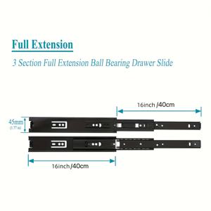 TEMU 서랍 슬라이드 2개, 사이드 마운트 볼 베어링 서랍 슬라이드, 3단 전체 개방형 100파운드 수용량