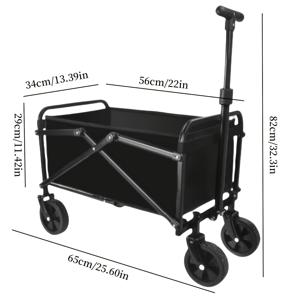 TEMU 컴팩트 접이식 캠핑 카트 - 방수, 조절 가능한 대용량, 전지형 바퀴, 확장 가능한 손잡이가 있는 헤비듀티 다목적 왜건 - 야외 모험, 하이킹, 휴가 및 모임에 이상적 - 크림/블랙 색상으로 제공|캠핑용품