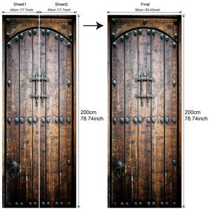 TEMU 15.16*78.74인치*2개/17.7*78.74인치*2개 빈티지 레트로 나무 문 벽화, 껍질과 스틱 벽 스티커, 자체 접착 냉장고 스티커, 방수 이동식 도어 스티커 홈 장식 벽지 MT105, 가을 미적 벽 장식