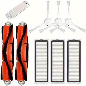 TEMU 9pcs, Xiaomi 1C/2C/1T Dreame F9, Mijia 1C STYTJ01ZHM 분리형 메인 브러시 진공 청소기, 2 메인 브러시, 4 필터, 3 사이드 브러시 교체 예비 부품용 액세서리 키트