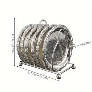 TEMU 7pcs 코스터 세트, 유럽식 간단한 스타일의 창의적인 컵 매트, 금속 스낵 접시 저녁 식사접시 저장접시, 하이엔드 코스터, 스낵 접시, 테이블웨어, 주방 용품