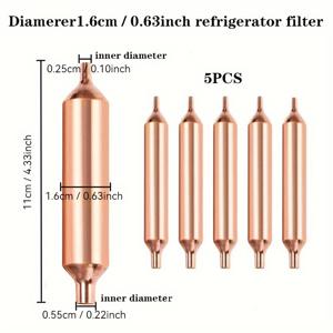 TEMU 5pcs 금속 냉장고 건조 필터 교체 부품 및 액세서리 - 범용 맞춤, 전원 공급이 필요하지 않음, 순 구리 소재입니다.|양문형냉장고