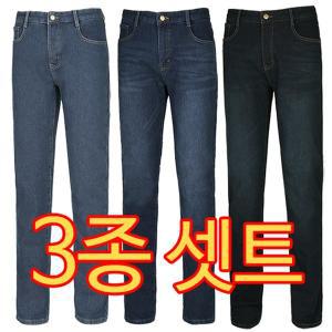 [리빌모아]청바지 3종셋트 4050 겨울 기본일자 사방스판 남성 기모청바지_P375007581