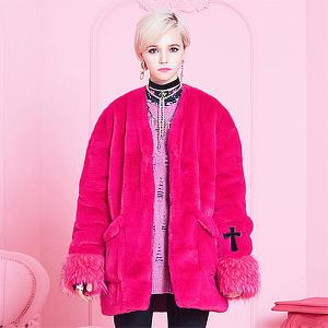 [VVV] 퍼코트 VVV MIRACLE HEART PINK FAUX FUR COAT